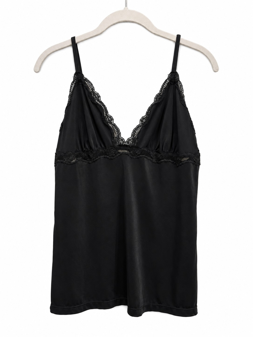 Gilligan & O'Malley Black Lace Satin Camisole Lingerie Tank 3XL